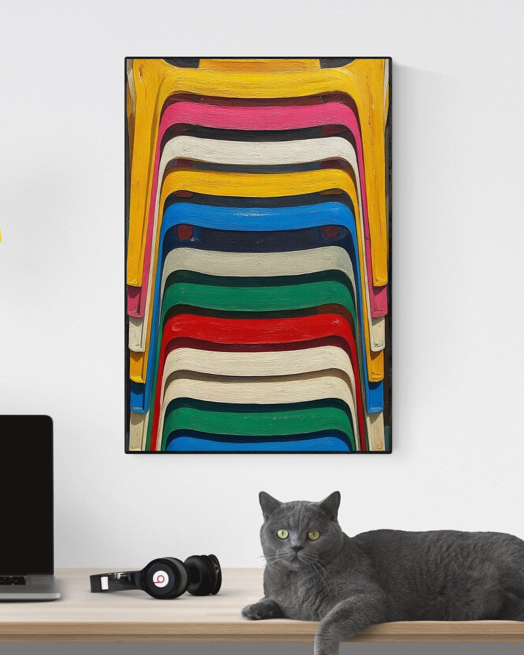 Stacked Chairs Print – Mediterranean Nostalgia Collection