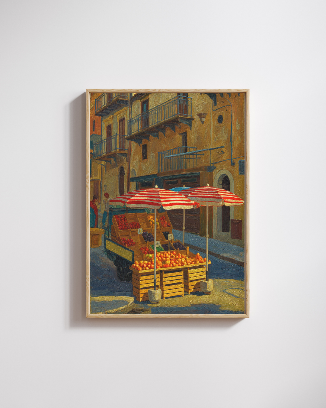 Street Fruit Market Print - Mediterranean Nostalgia Collection