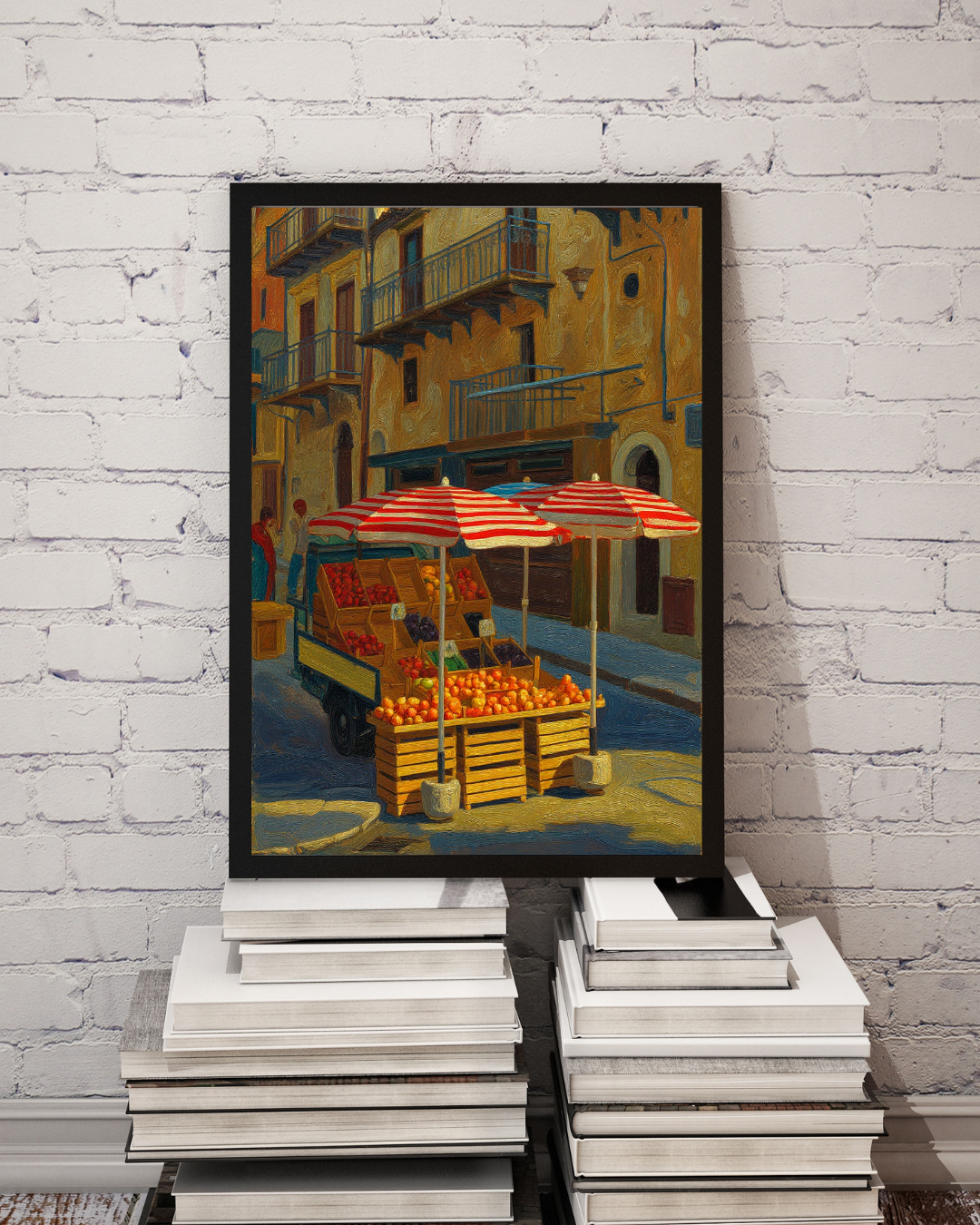 Street Fruit Market Print - Mediterranean Nostalgia Collection