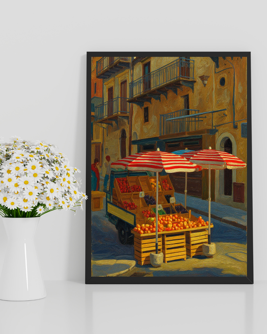 Street Fruit Market Print - Mediterranean Nostalgia Collection