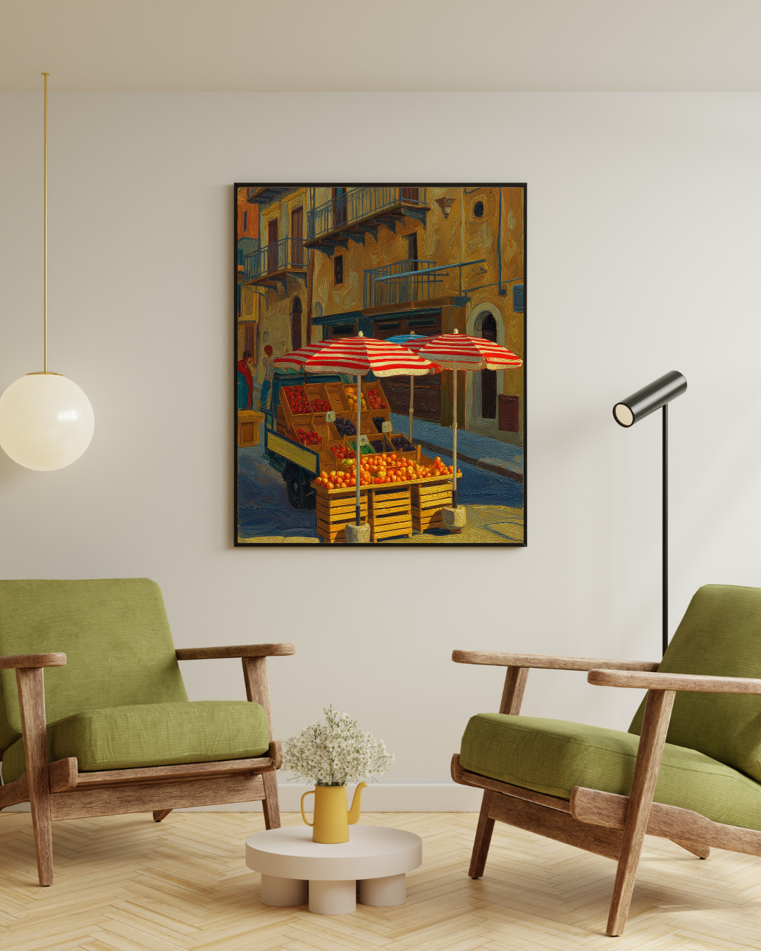 Street Fruit Market Print - Mediterranean Nostalgia Collection