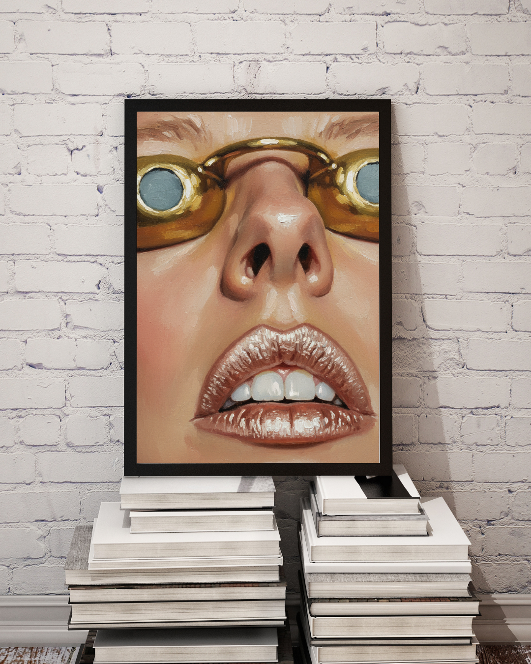 Golden Sunglasses Portrait Print - Mediterranean Nostalgia Collection