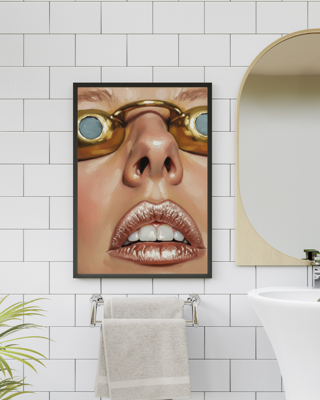 Golden Sunglasses Portrait Print - Mediterranean Nostalgia Collection