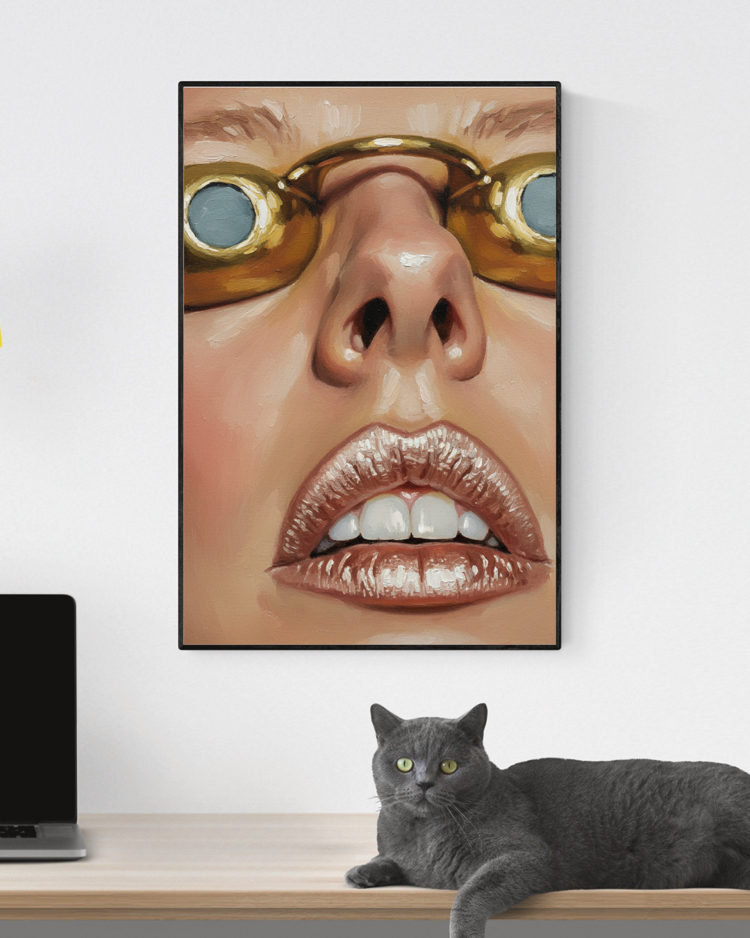 Golden Sunglasses Portrait Print - Mediterranean Nostalgia Collection