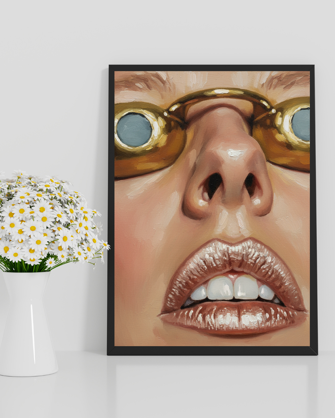 Golden Sunglasses Portrait Print - Mediterranean Nostalgia Collection