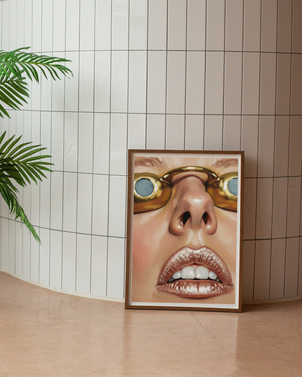 Golden Sunglasses Portrait Print - Mediterranean Nostalgia Collection