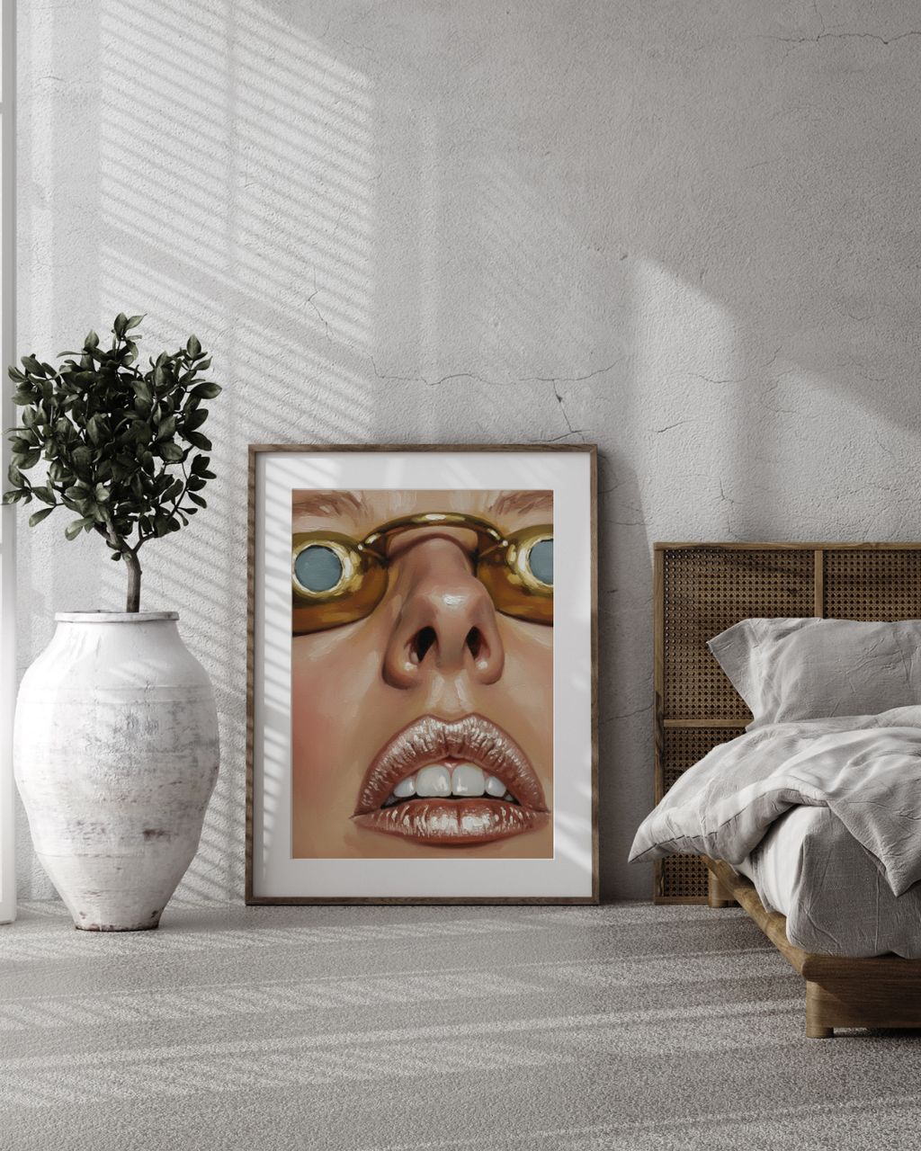 Golden Sunglasses Portrait Print - Mediterranean Nostalgia Collection