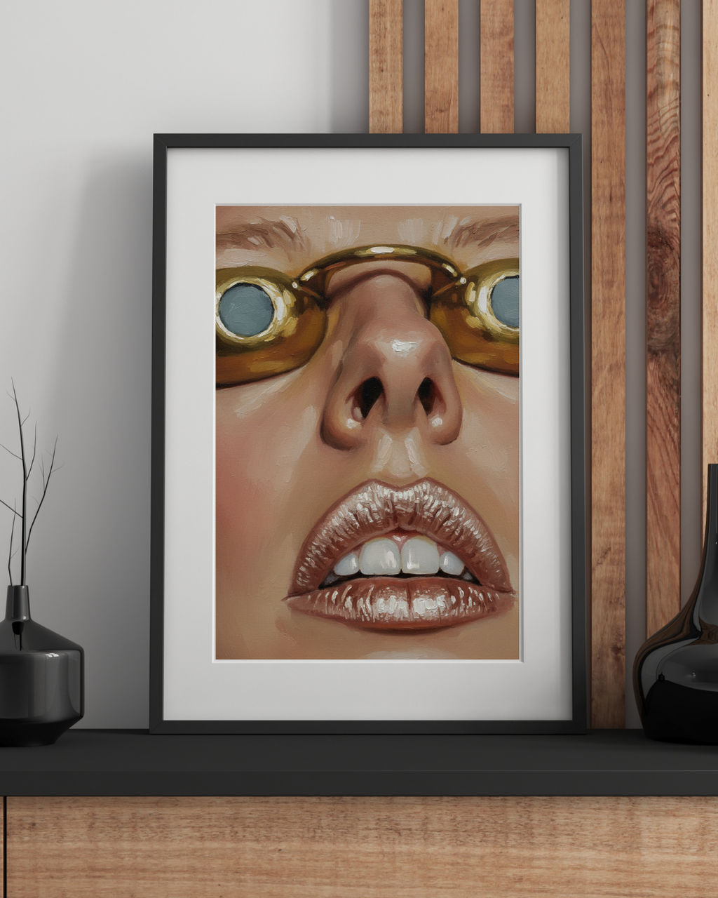 Golden Sunglasses Portrait Print - Mediterranean Nostalgia Collection
