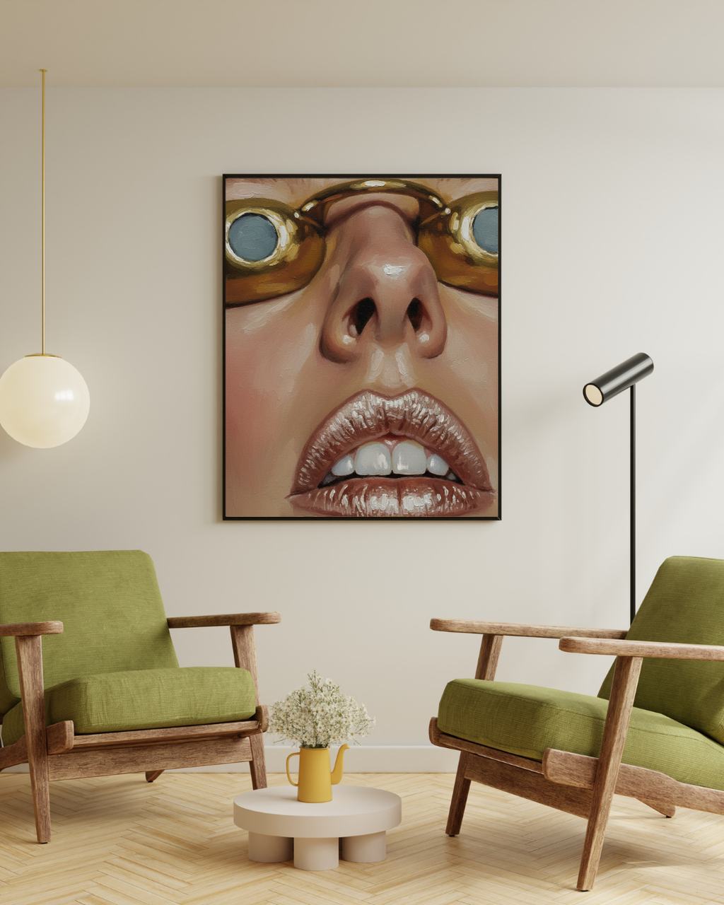 Golden Sunglasses Portrait Print - Mediterranean Nostalgia Collection