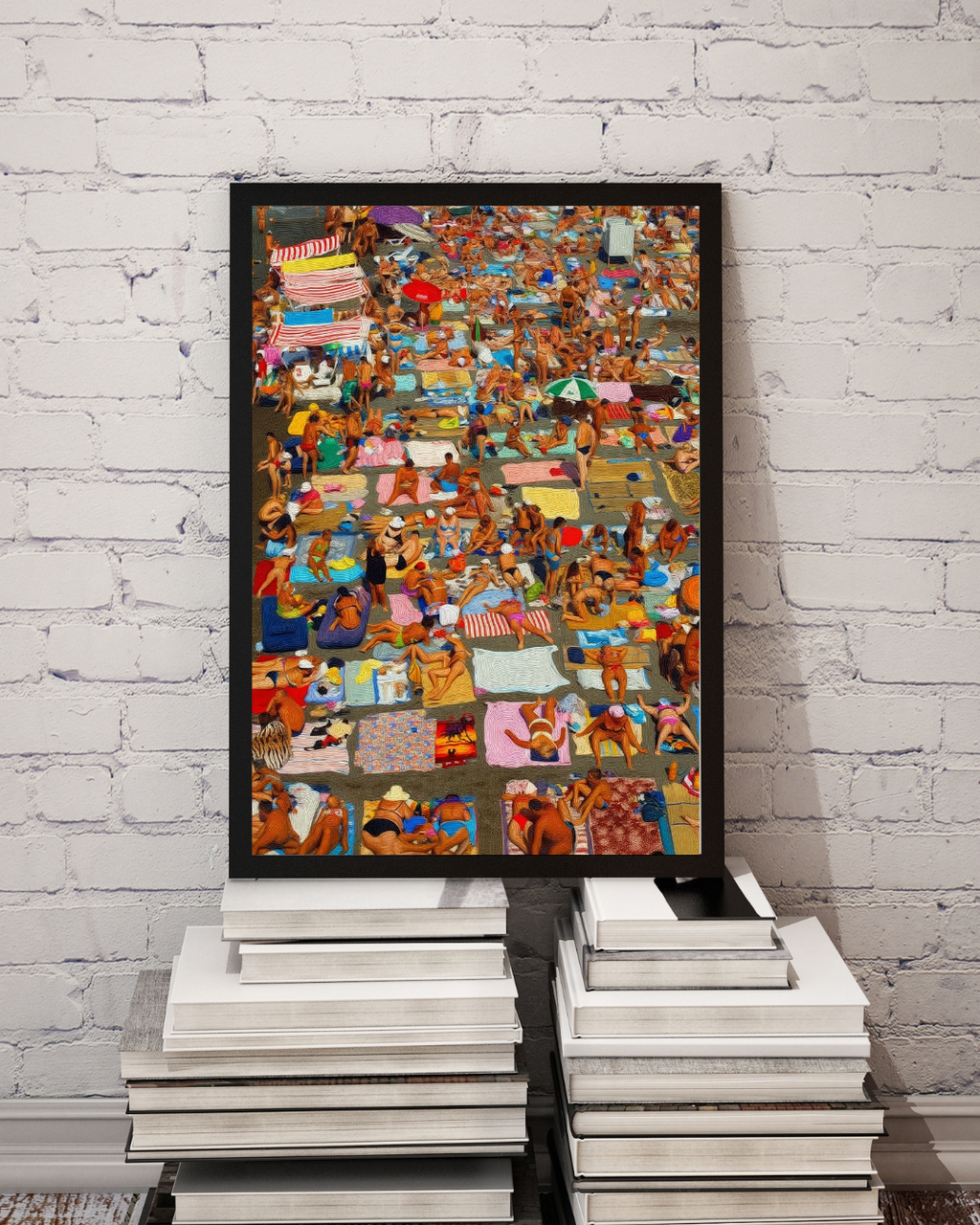 Crowded Beach Print – Mediterranean Nostalgia Collection
