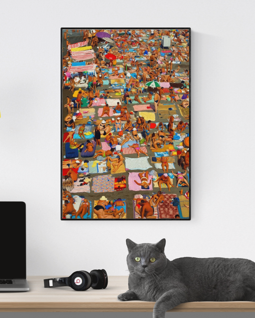 Crowded Beach Print – Mediterranean Nostalgia Collection