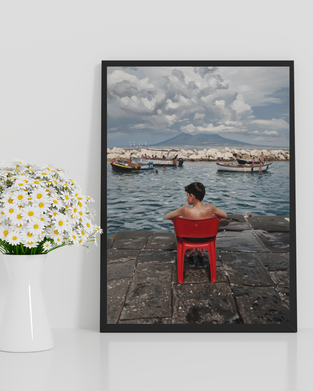 Harbor View Boy Print - Mediterranean Nostalgia Collection