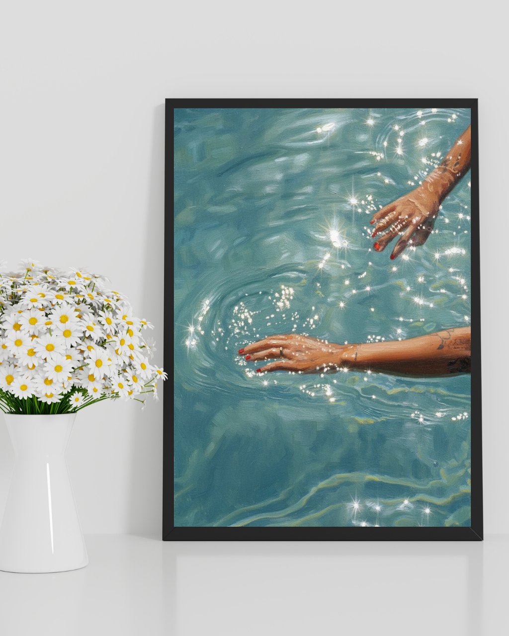 Sparkling Water Hands Print - Mediterranean Nostalgia Collection