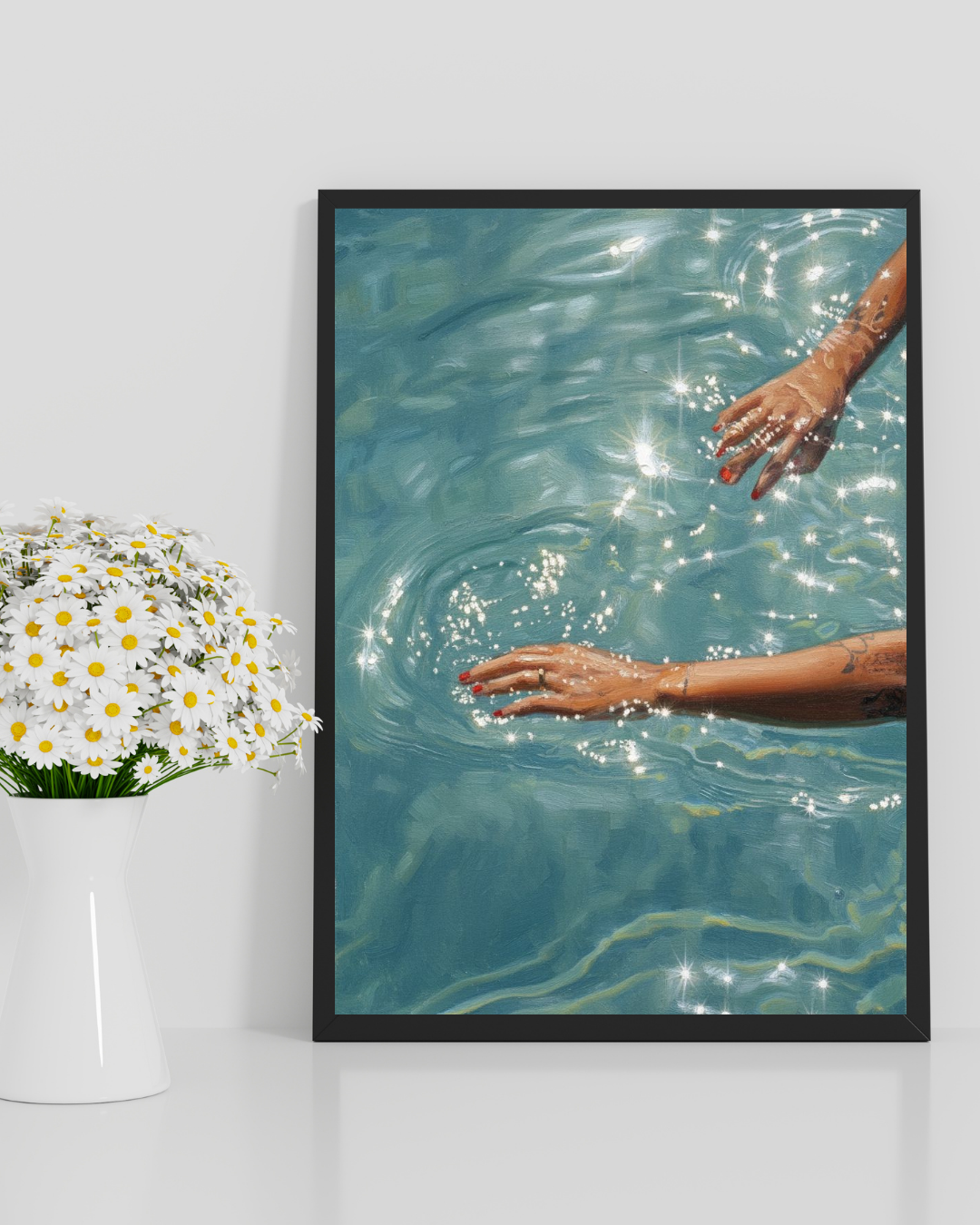 Sparkling Water Hands Print - Mediterranean Nostalgia Collection
