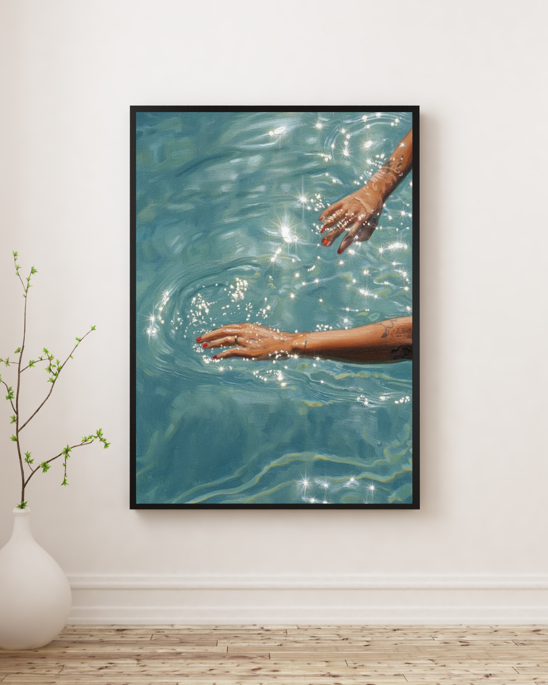 Sparkling Water Hands Print - Mediterranean Nostalgia Collection