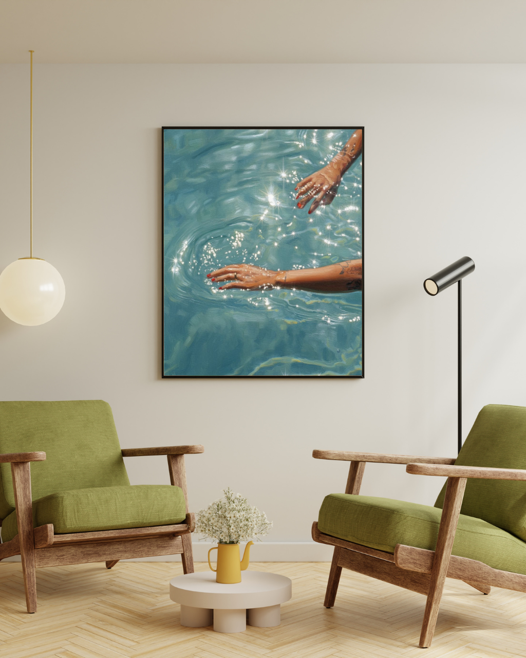 Sparkling Water Hands Print - Mediterranean Nostalgia Collection