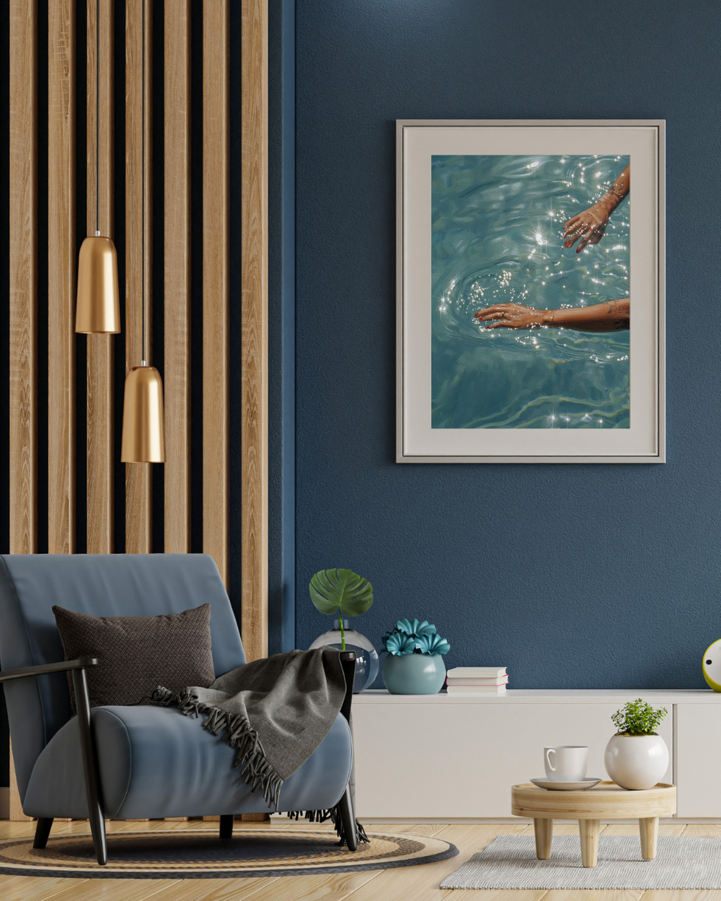 Sparkling Water Hands Print - Mediterranean Nostalgia Collection