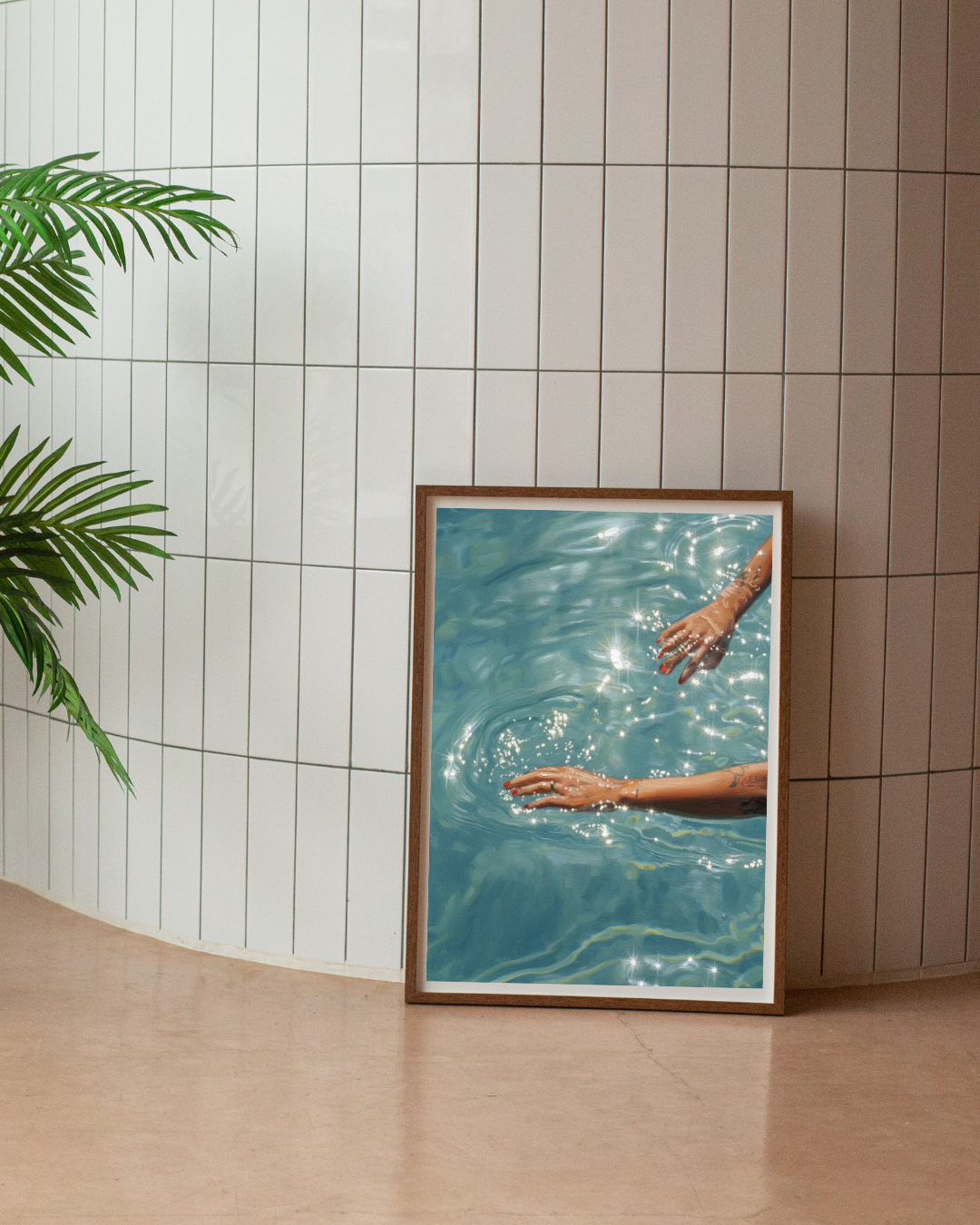 Sparkling Water Hands Print - Mediterranean Nostalgia Collection